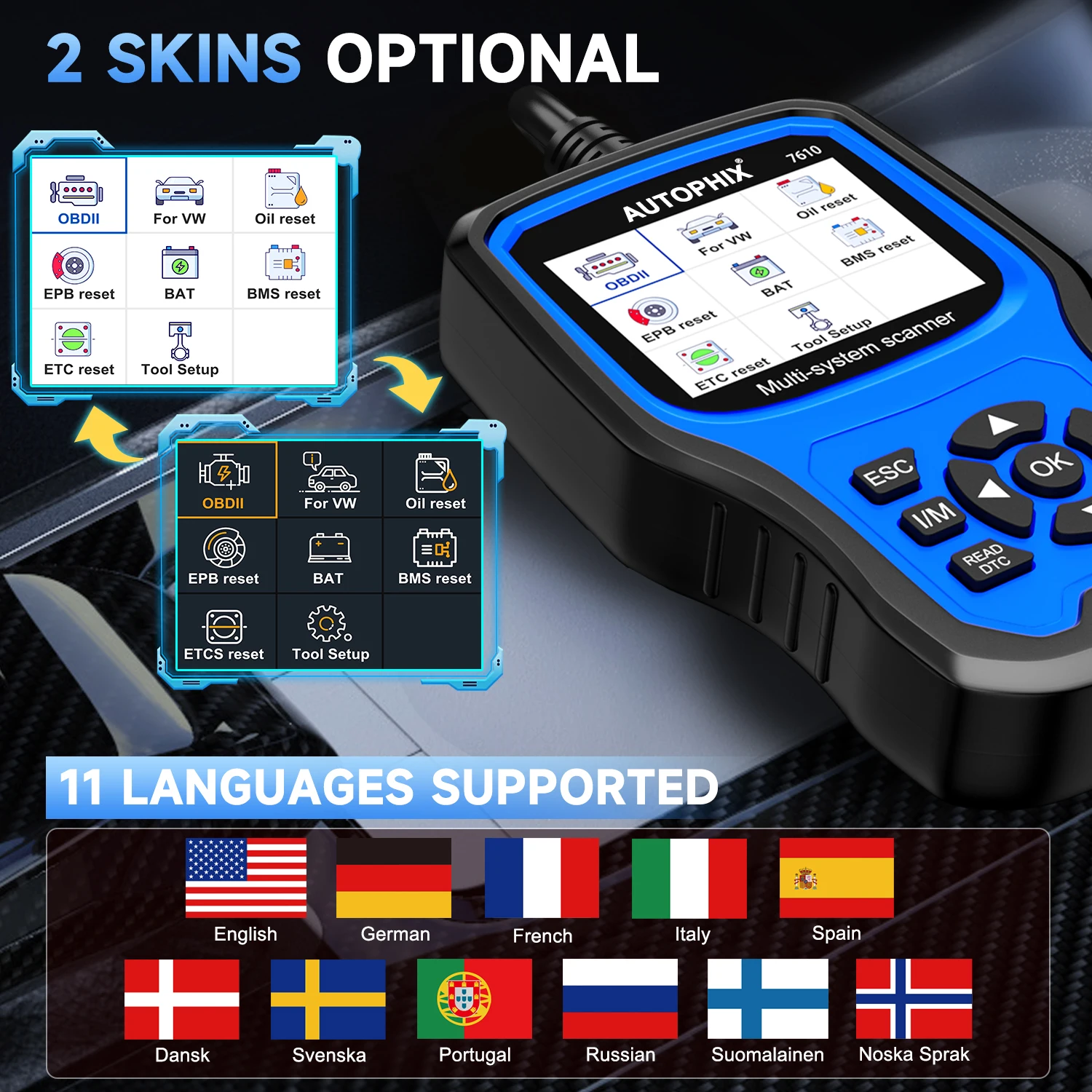 Autophix 7610 OBD2 Scanner For VW All System EOBD Code Reader ABS SRS Oil EPB D.P.F TPMS Reset Car Diagnostic Tool For Audi