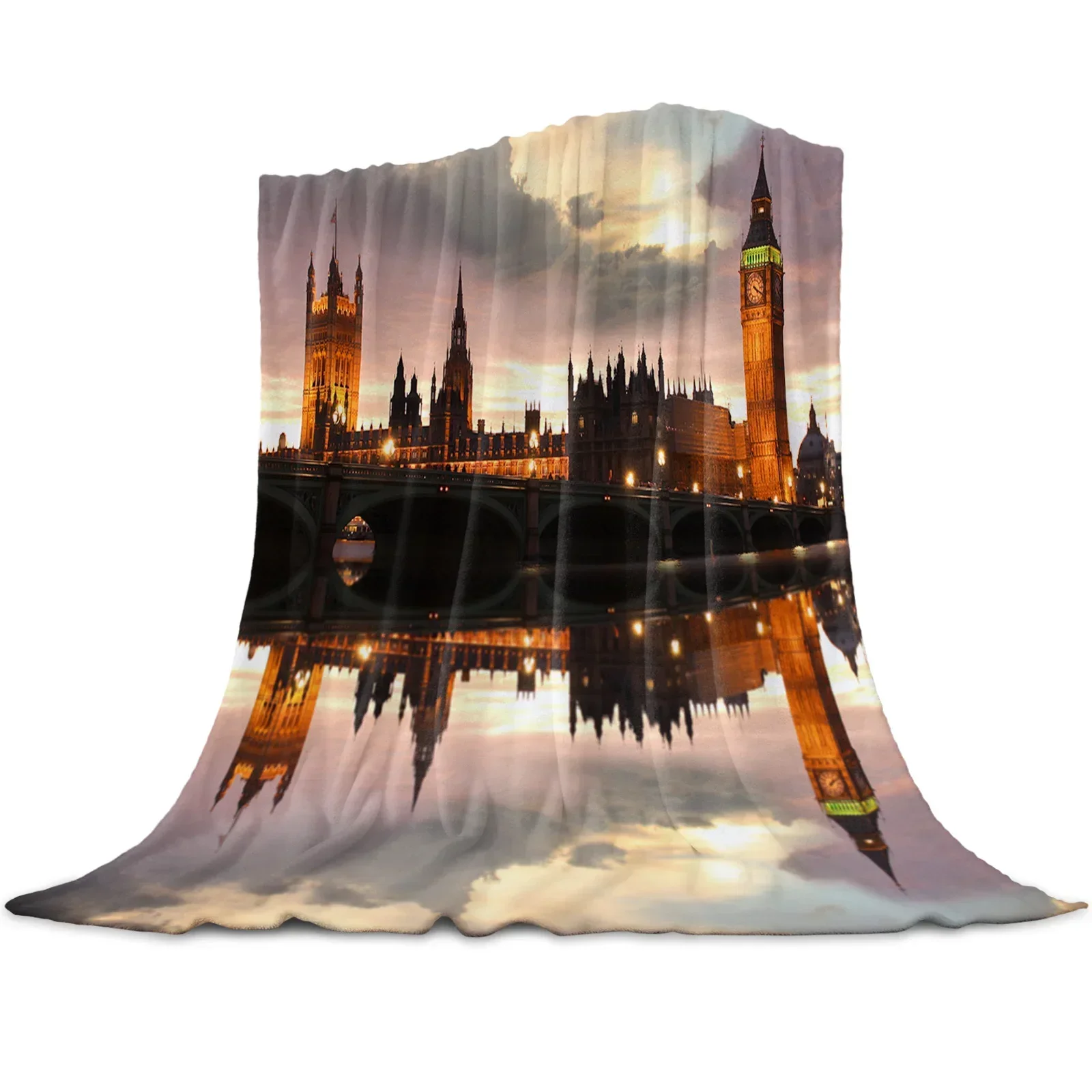 2026 London Telephone Booth Coral Fleece Blanket Winter Sheet Bedspread Sofa Bed Throw Light Thin Soft Warm Flannel Throw Blanke