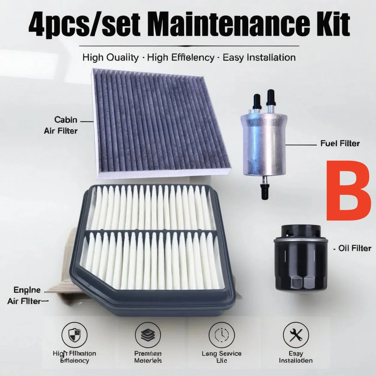 4pcs Filter Set For FAW BESTUNE T33 1.6L 2019-2023 BESTURN X40 2017-2021 Cabin Air Engine Fuel Oil Filter Spare Parts 11090204V7