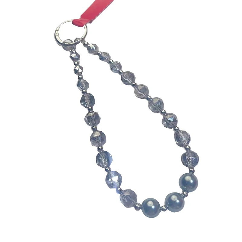 Llavero colgante de cristal gris para mujer, cadena de lujo para teléfono móvil, llavero colgante, llaveros, pulsera para Iphone, regalo para dama