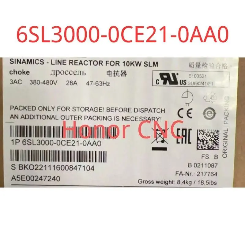 

6SL3000-0CE21-0AA0 Brand New SINAMICS LINE REACTOR FOR 10 KW SMART LINE MODULE