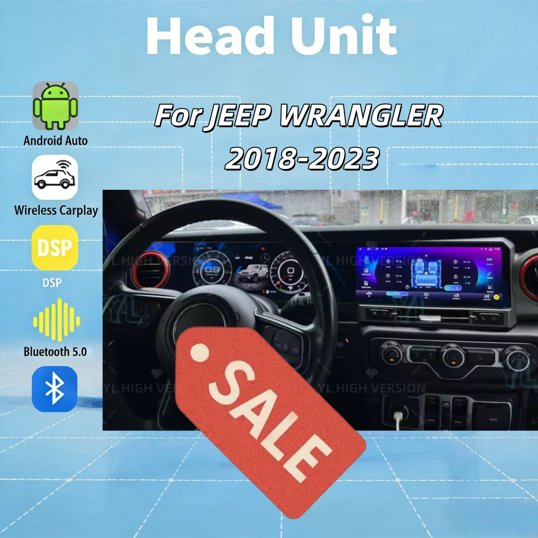

CY 12.3inch+12.3inch Carplay Car Radio For JEEP WRANGLER 2018-2023 Android Dual Touch Screen Multimedia Player GPS Stereo 4G DSP