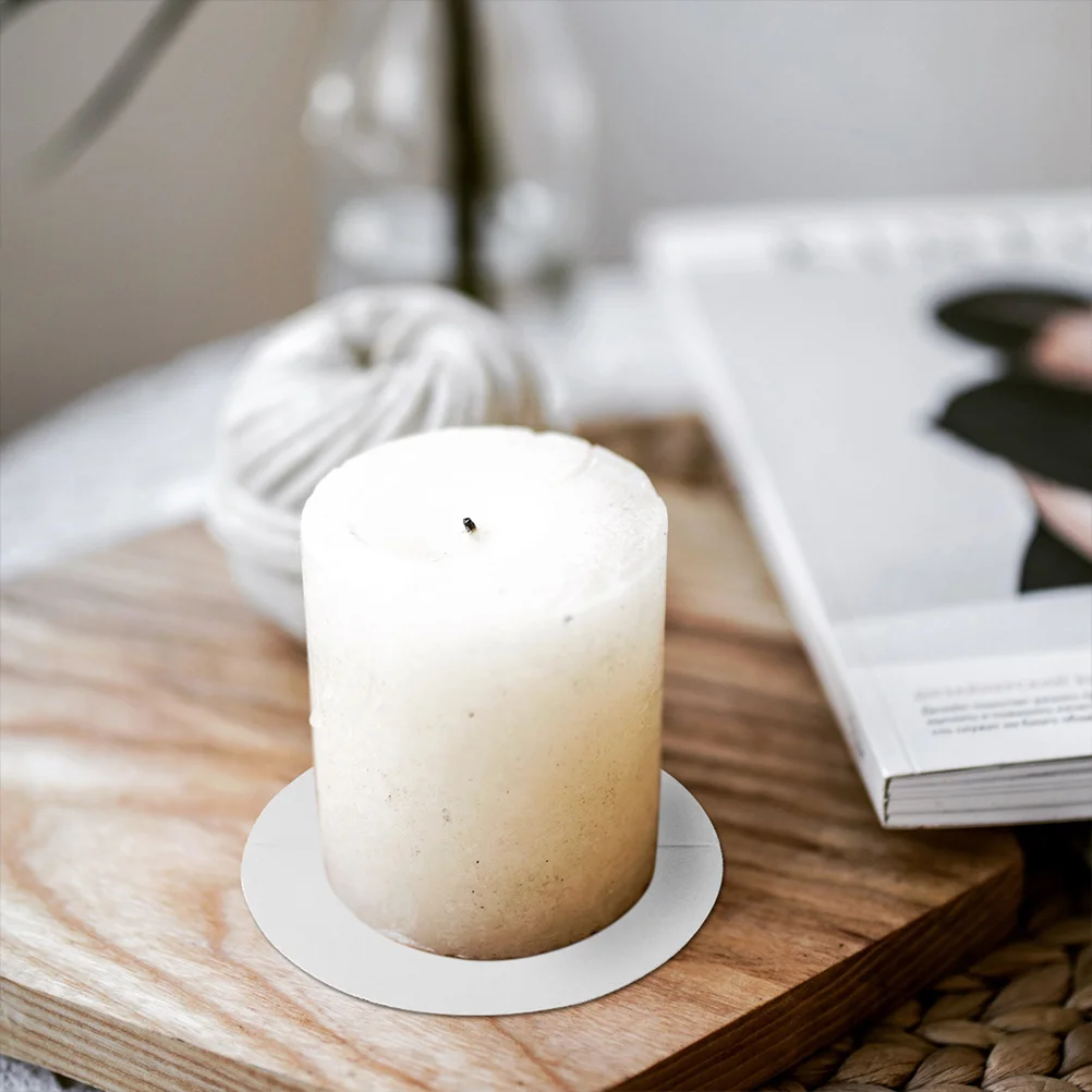 50 Pcs Tray Table Drip Protectors Beeswax Holder Paperboard Accessories White Candlestick for Disc