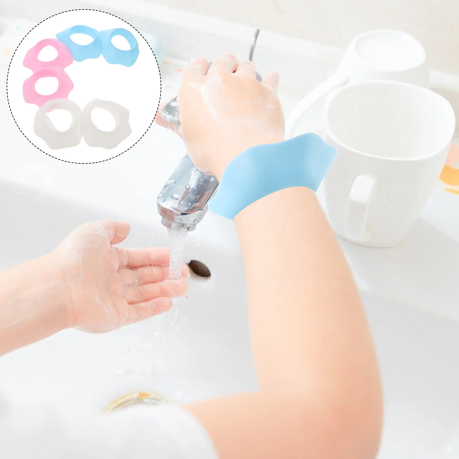 

3 Pairs Silicone Wristbands Shower Wash Face Child Adult Wraps Moisture Makeup Elastic Comfortable Non Deform