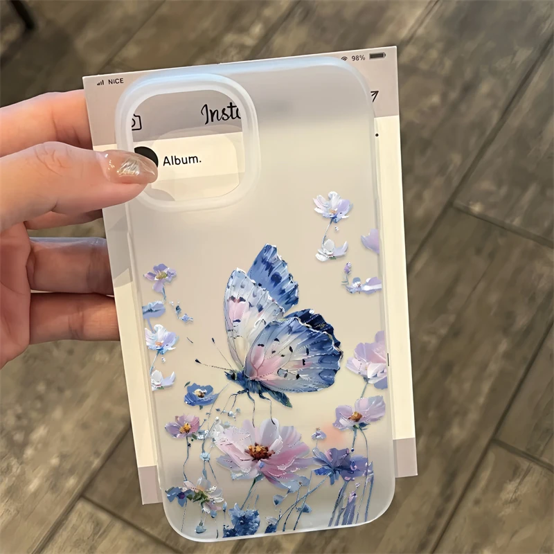 Чехол для телефона Fcicicase Flower Butterfly для iPhone X XR XS Max 11 Pro Max 12 Mini 7 8 6 6S Plus SE 2020, мягкий силиконовый матовый чехол