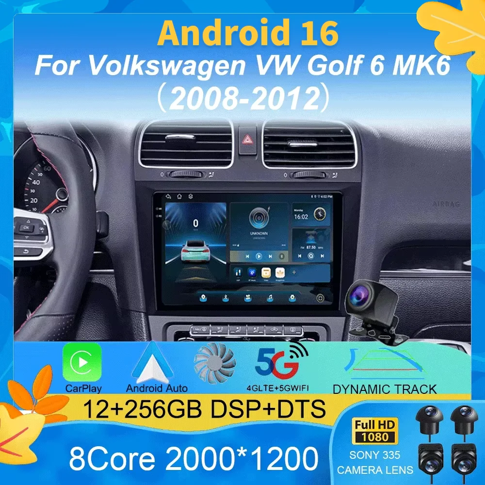 

Car Radio Android 16 For Volkswagen VW Golf 6 MK6 GTI R 2008 - 2012 Wireless Carplay Android Auto Car Stereo Multimedia Player