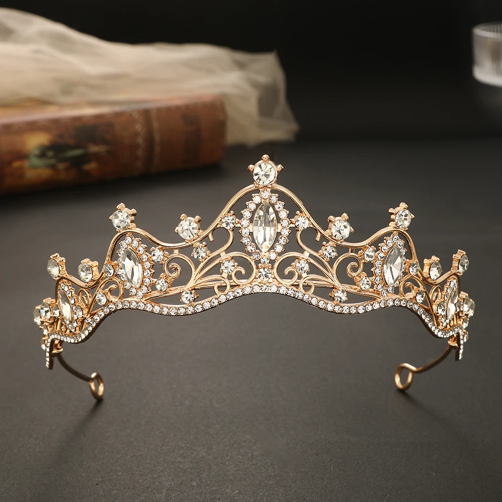 

Bridal Crown Golden Wedding Hair Accessories Crystal Rhinestone Bride Wedding Tiaras and Crowns Headpiece Diadema Hair Ornament