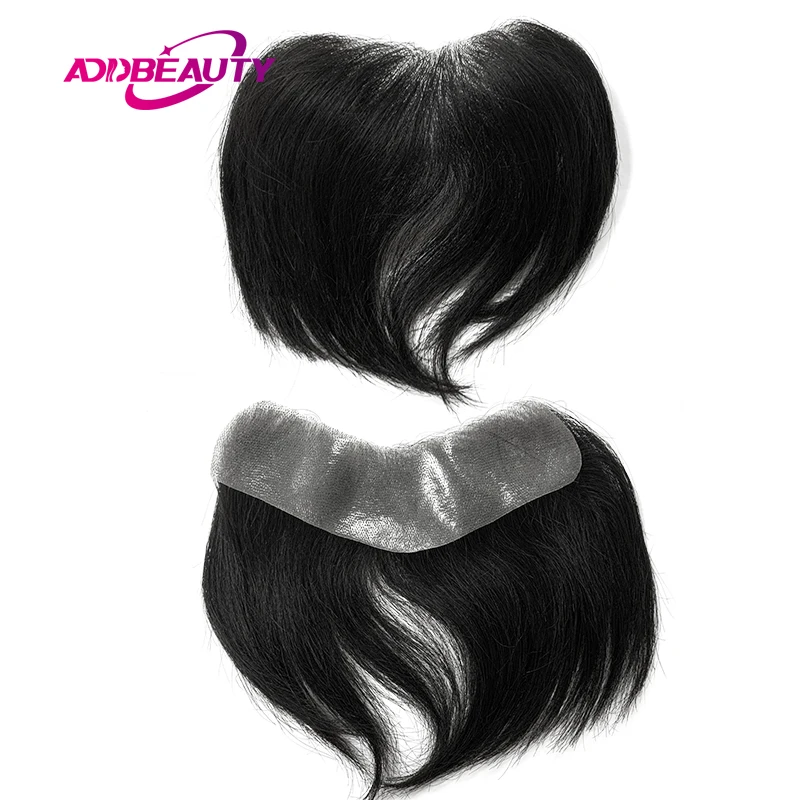 Addbeauty Toupee Straight Vstyle Front Wig Indian Human Hair Wig for Men Vloop Thin Skin Full PU 0.12cm Men Capillary Prosthesis