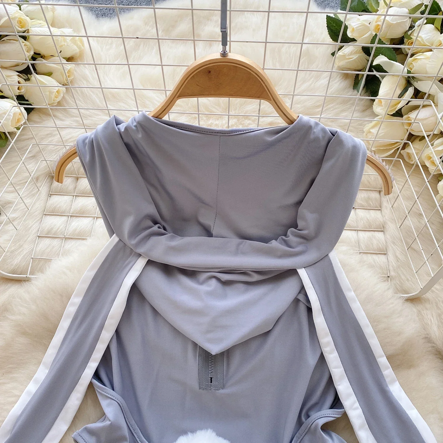 Nuove donne sexy tute erotiche coniglietto moda solido combinazione di un pezzo tutina indumenti da notte collant tute con cerniera senza schienale