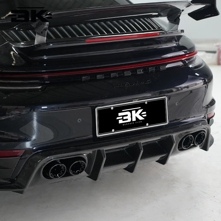 Rear Splitter for Porsche 911 992 Turbo S Upgrade Bra-Bus Style Rear Bumper Separator Dry Carbon Fiber Rear Diffuser
