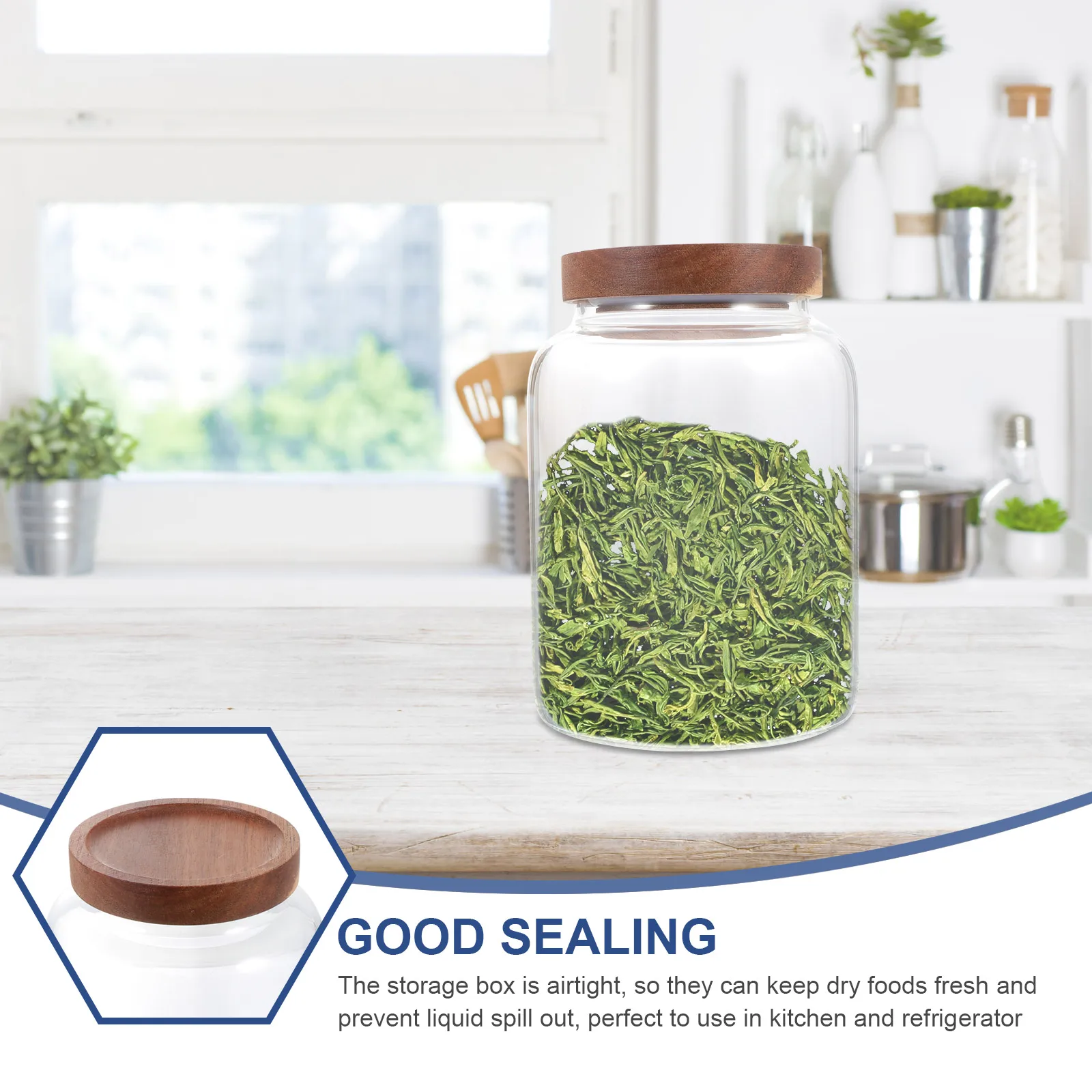 

Glass Storage Jar Sealed Container For Tea Candy Flour Grains Moisture Proof Home Kitchen Food Grade Canister Household