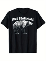 Free Bear Hugs Graphic T-Shirt - 100% Cotton, Funny Polar Bear Design, Soft & Comfortable Casual Tee for Men & Women, Perfect Gi