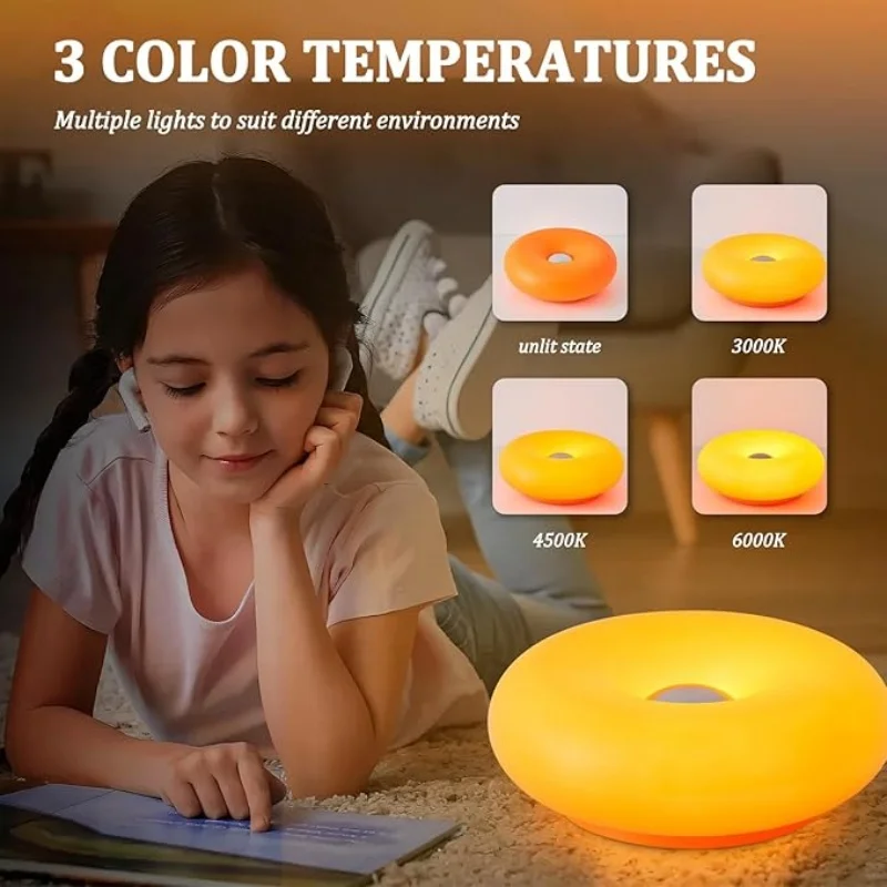 US Patented Retro-Modern Donut Lamp, Creative Orange RGB Ambient Light, Mid Century Modern Wall & Table Lamp for Living Room Decor view 5