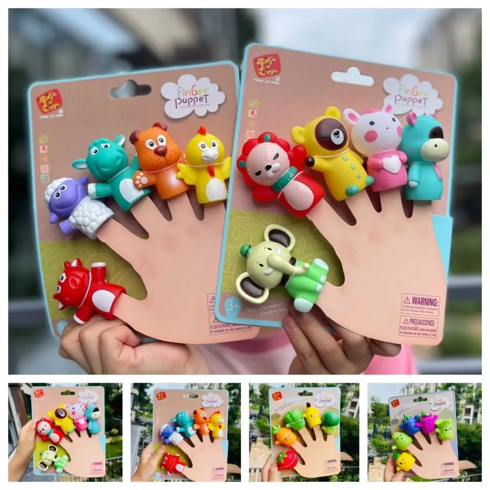 5pcs Creative Colorful Mini Animal Hand Puppet Safety Montessori Doll Finger Puppet Toy Set Puppy Teether Chew Toys Kindergarten