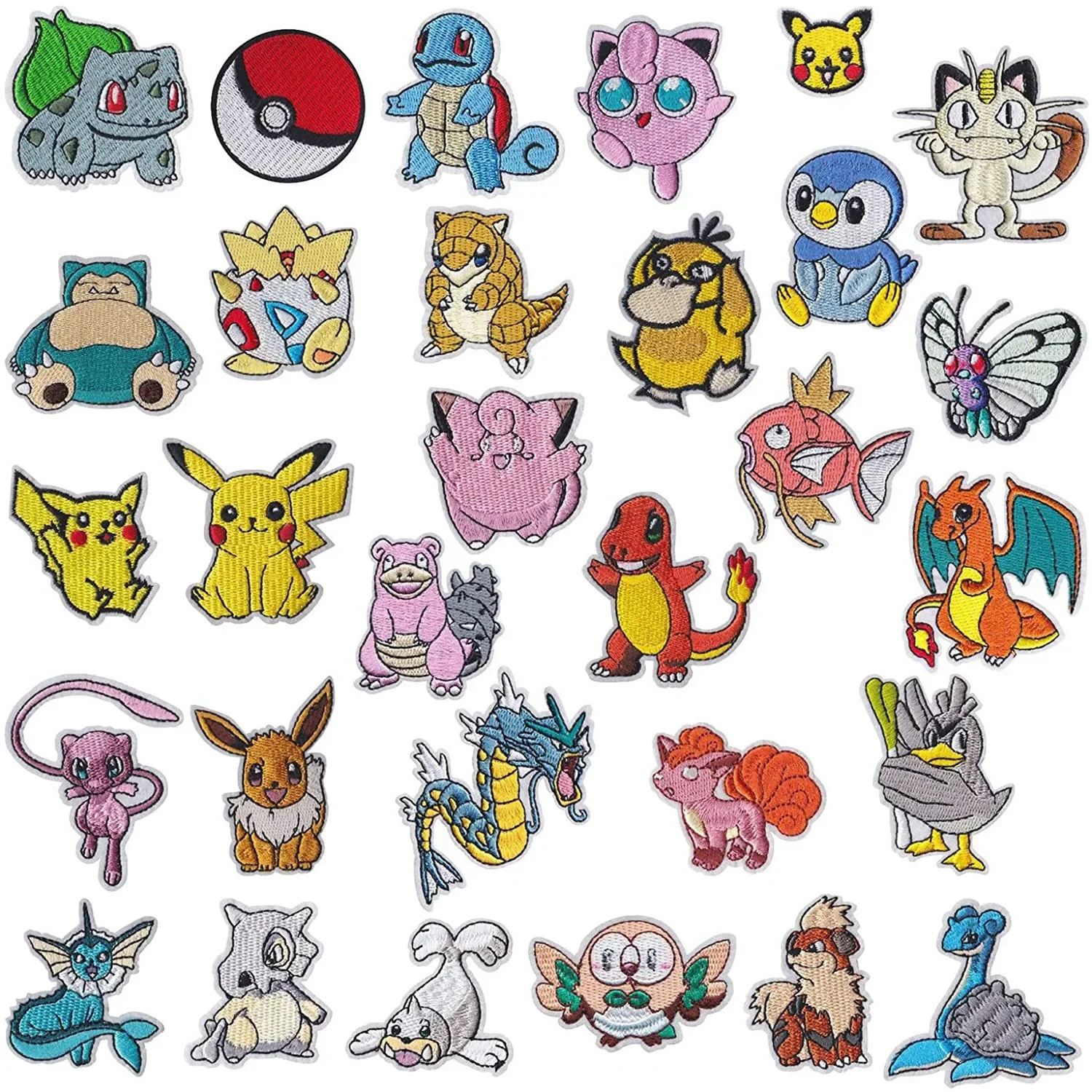 Cute Pikachus Elf Hole Clothing Patches Cartoon Anime Figure Pokemons Dragon Embroidery Clothing Stickers Accessories Diy Toy