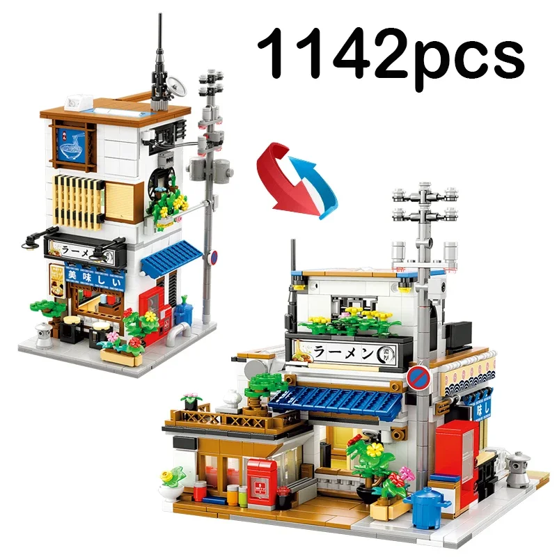 

1142pcs MOC Street View Japanese Ramen Shop Building Blocks Bricks Assembling Model Toys for Children Christmas Gift Set