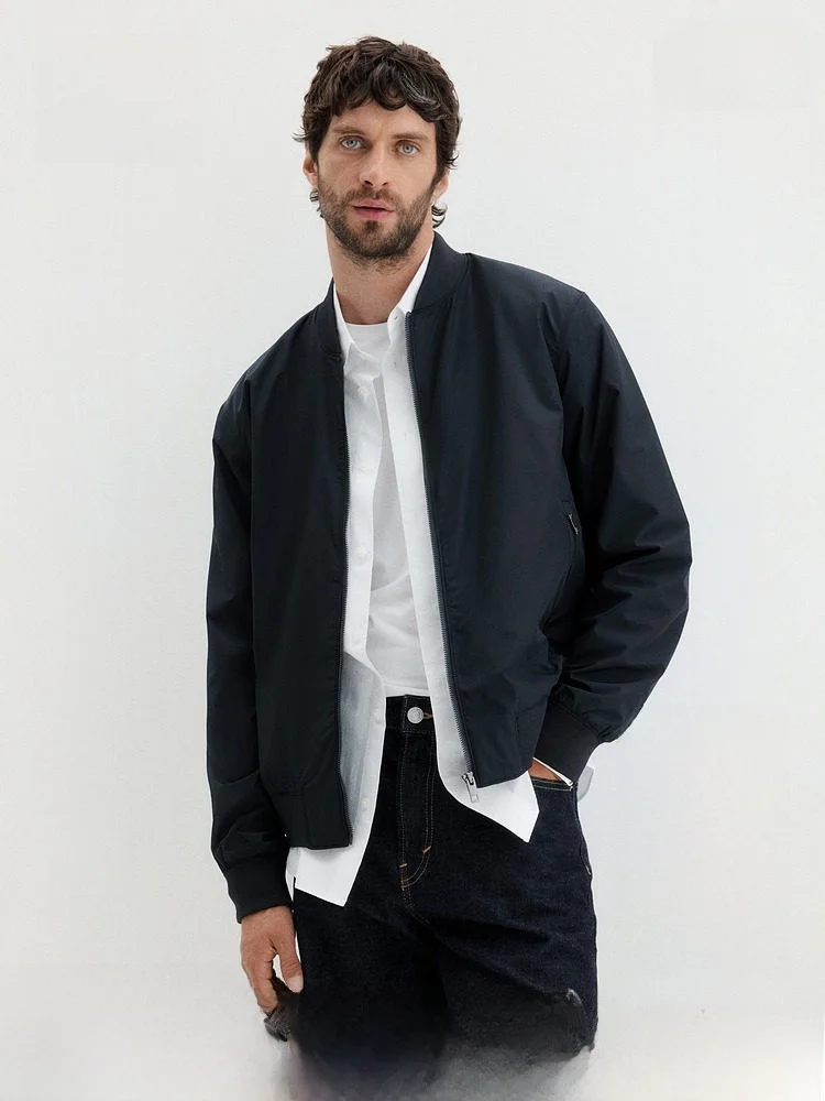 

Легкая куртка-пилот HM Stand Fit для мужчин, осенняя, повседневная, с длинными рукавами, верхняя одежда из полиэфирного волокна