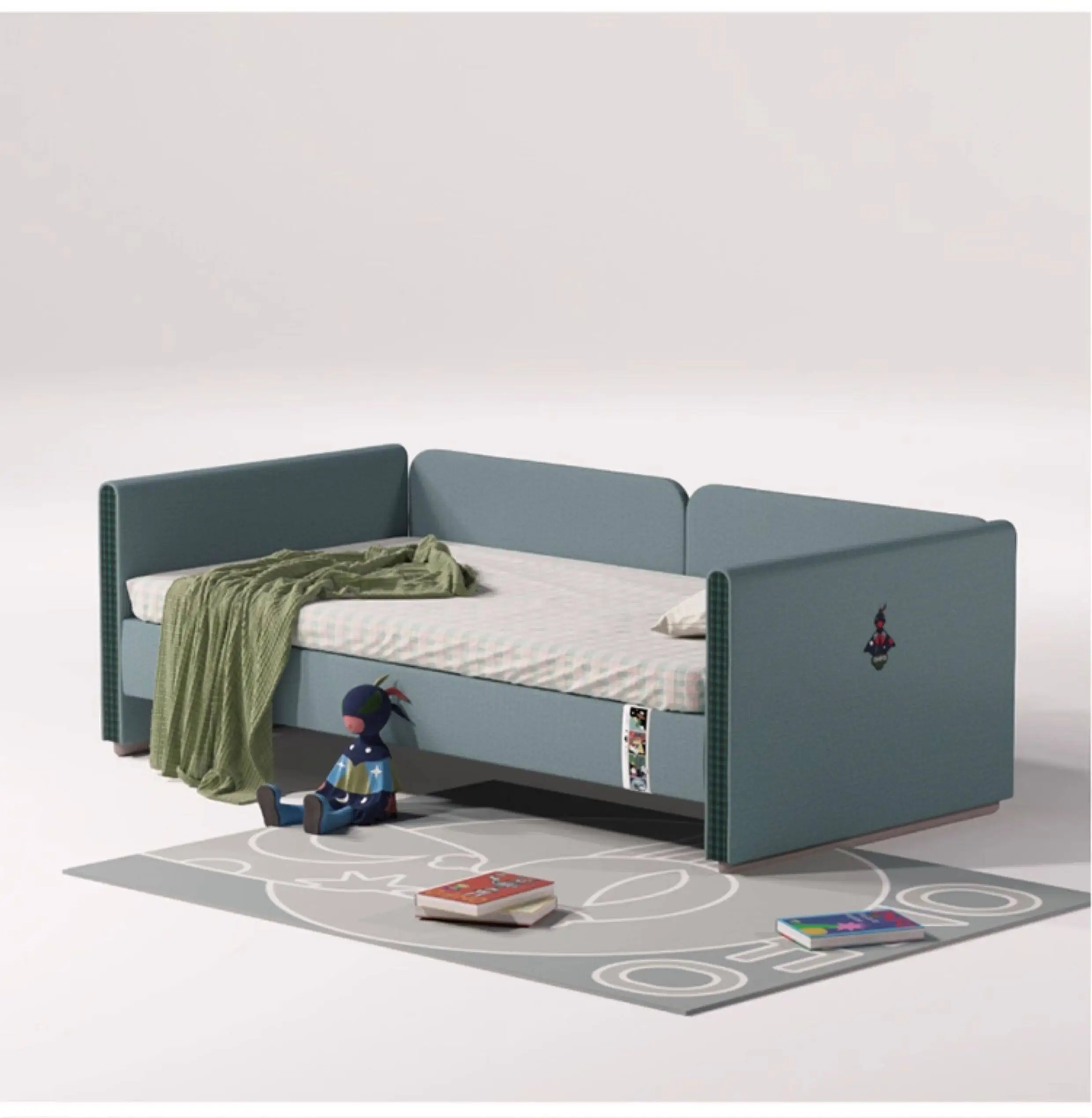 Multifunctional children's bedside widened splicing bed boy single girl with guardrail soft bag solid wood