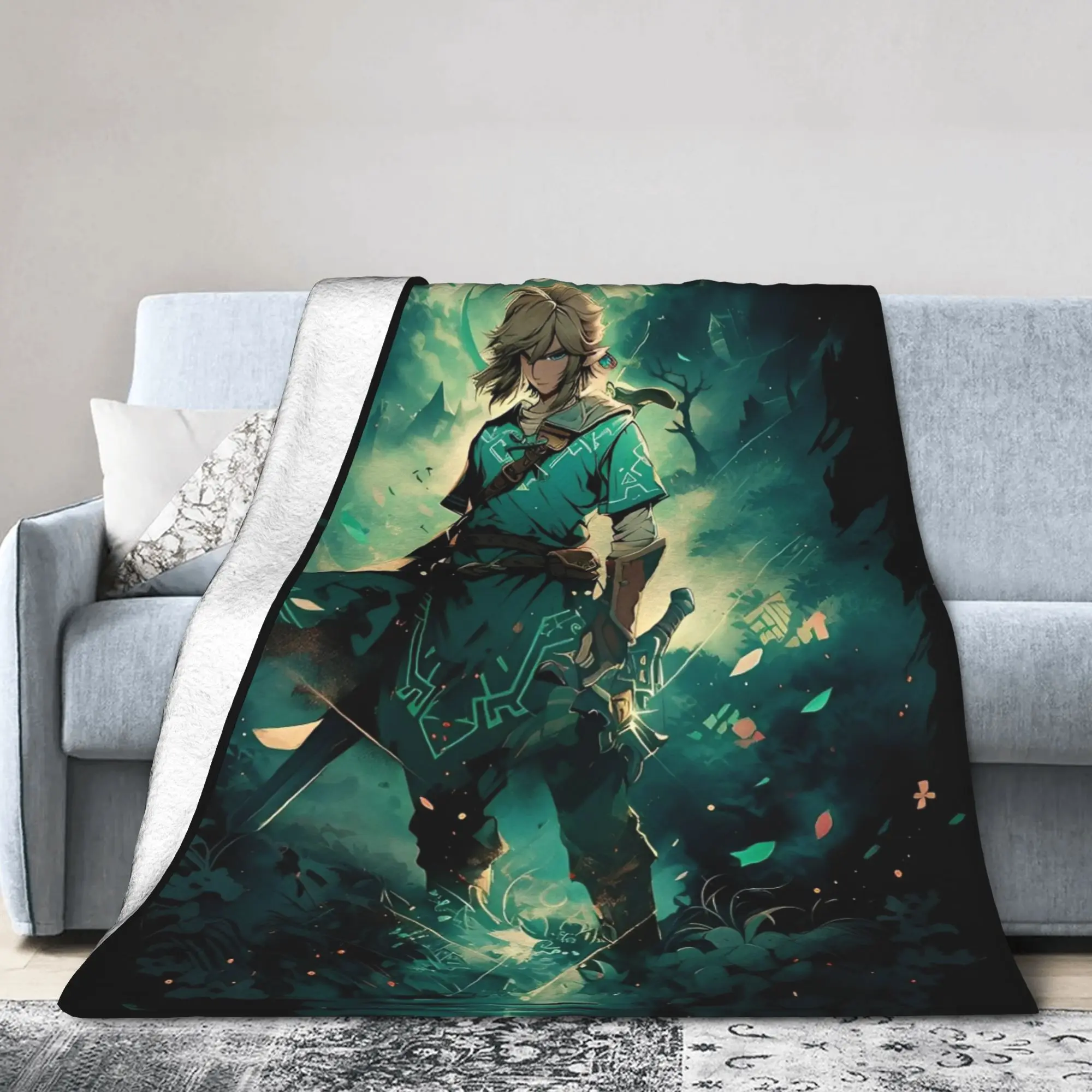 

Z-Zeldas Link Cartoon Blanket Fleece Soft Throw Blanket for Outdoor Travel Bed Rug