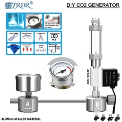 Zrdr aquário diy kit sistema gerador de co2 gerador de co2, difusor de contador de bolhas com válvula solenóide, para/crescimento de plantas aquáticas