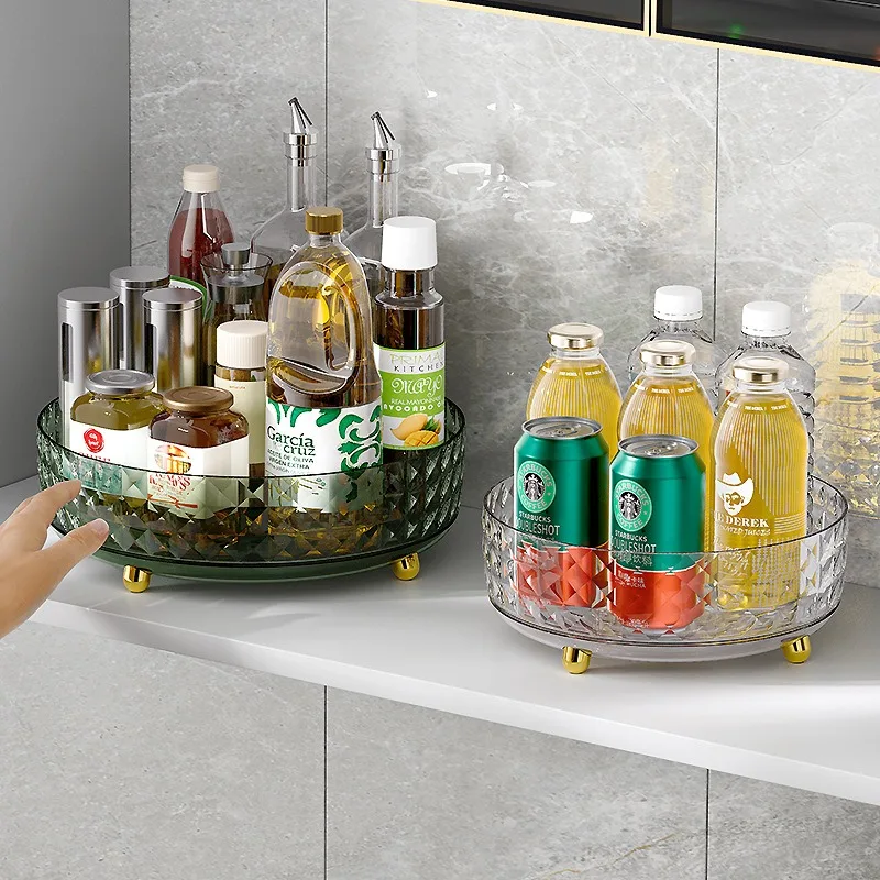 Kitchen Rotatable Spice Rack Condiment Corner round Multifunctional Cosmetic Rotating Storage