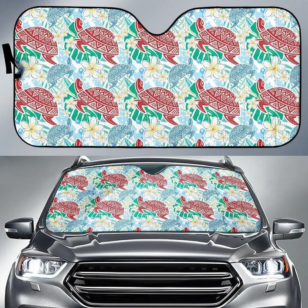 Sea Turtle Floral Hawaiian Pattern Print Auto Sun Shade Car Windshield Window Cover Sunshade