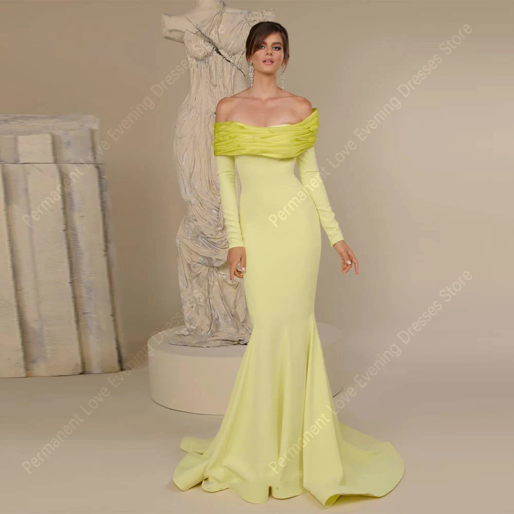 

2026 Elegant Customized Elegant Women Evening Dresses Off The Shoulder Luxury Satin Pleat Prom Floor Length Gowns Cocktail Party