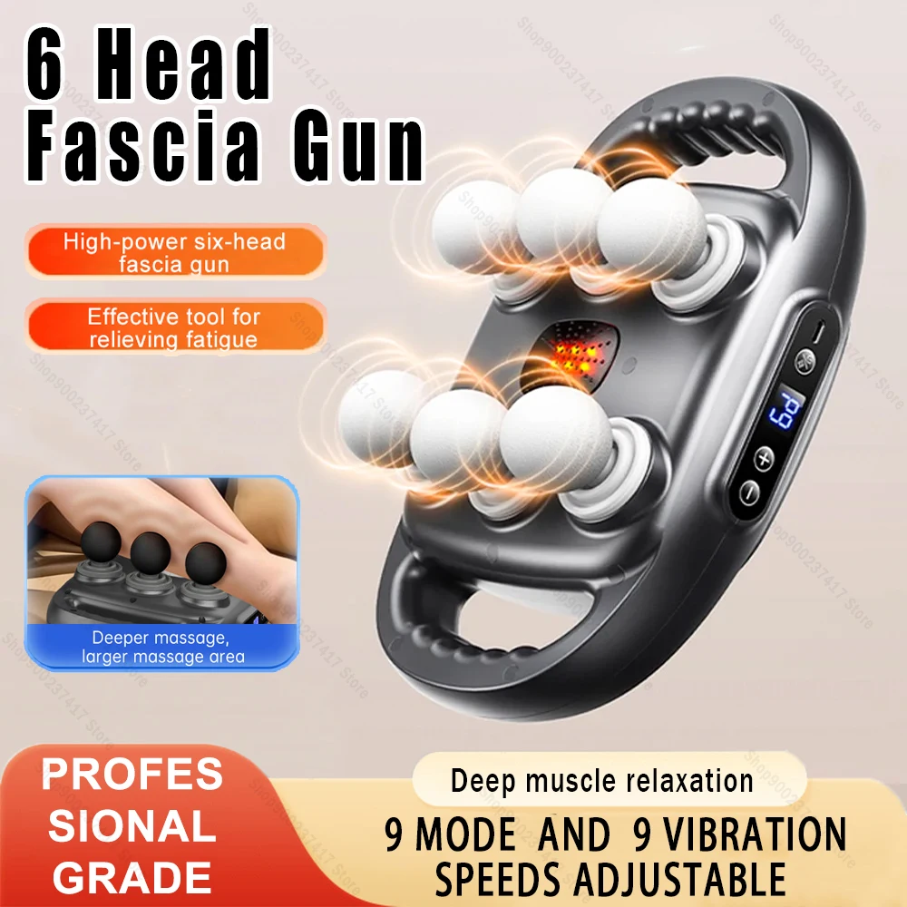 

Fascia Gun Six-Head Muscle Relaxation Massage Professional Grade Wireless Waist Back Masajeador Deep High Frequency Vibration