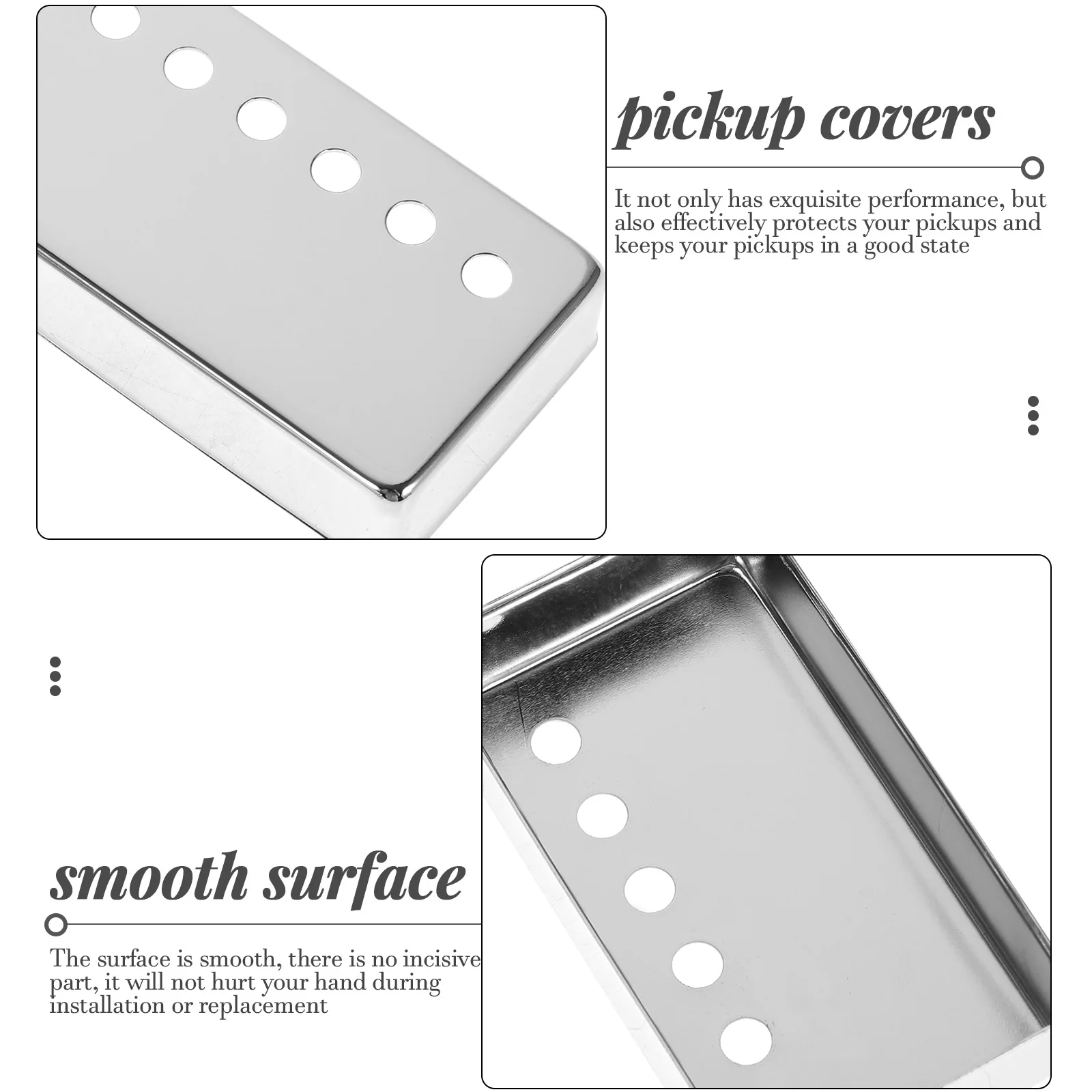 

2 Pcs Neck Pickup Covers Guitar Single Pickups Bridge Electric Parts and Accessories Silver