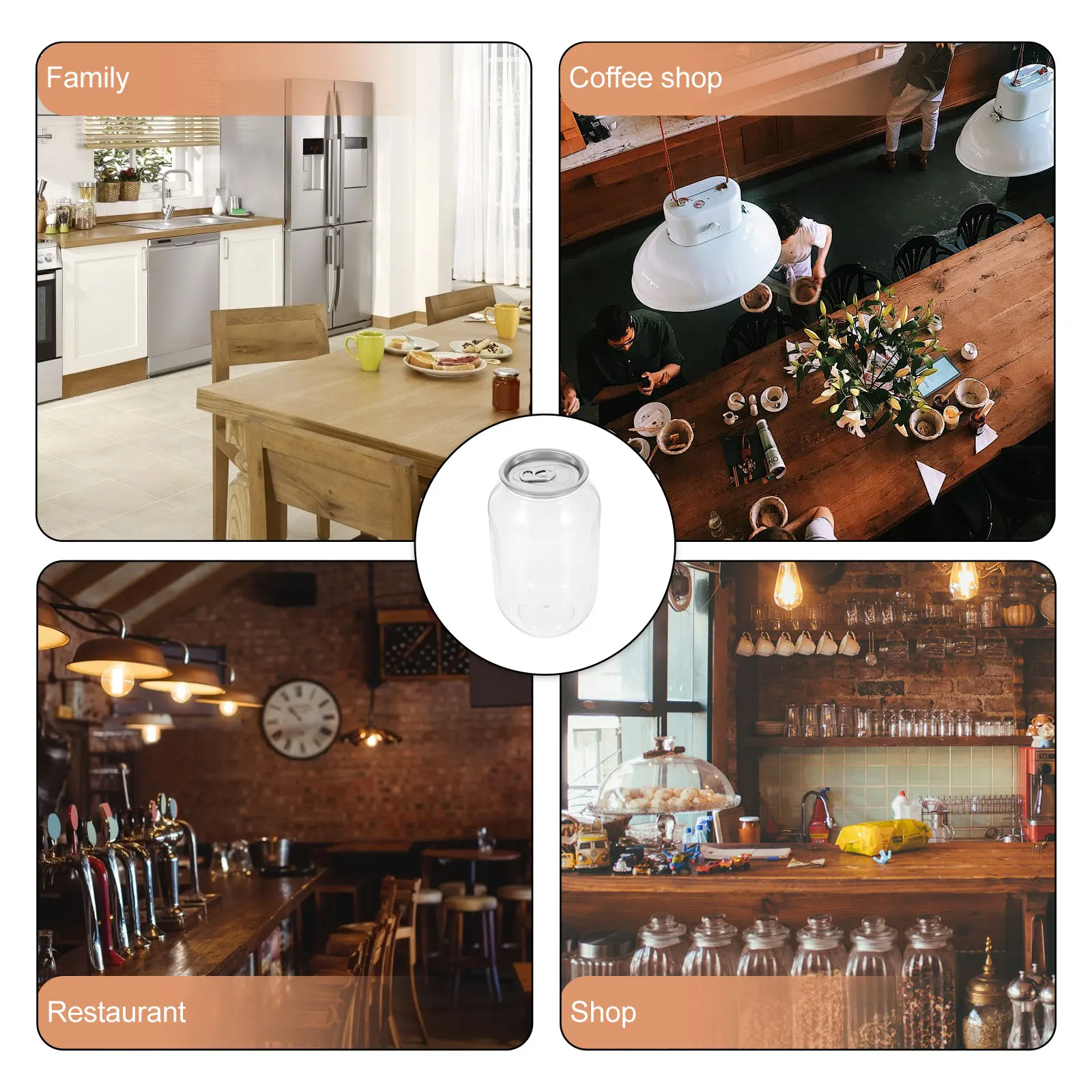 10Pcs 500Ml Beverage Drink Canning Jars Portable Empty Soda Juicing Bottles Bpa Free for Home Cafe Restaurant Daily Use