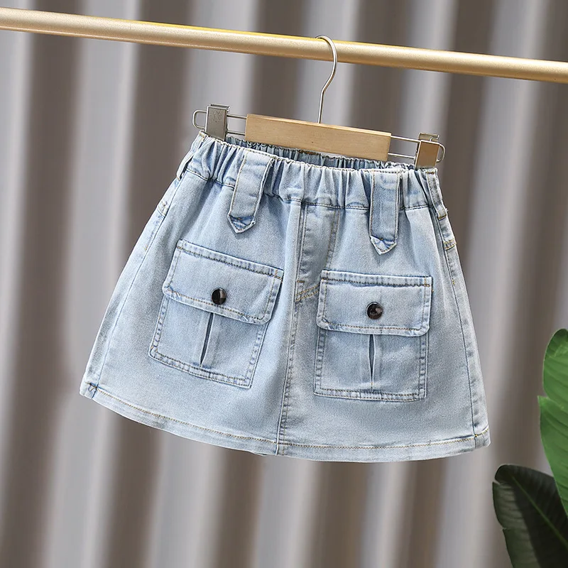 

Girls Short Skirt Childrens Work Pants Summer 2026 New Style Girls Thin and Big Jeans Skirt