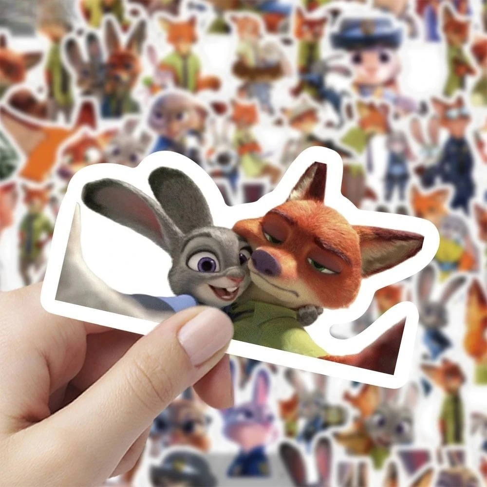 60 قطعة من ملصقات Zootopia، ديكور كرتوني لطيف جودي نيك، ملصقات مقاومة للماء DIY لحافظات الهاتف والمذكرات