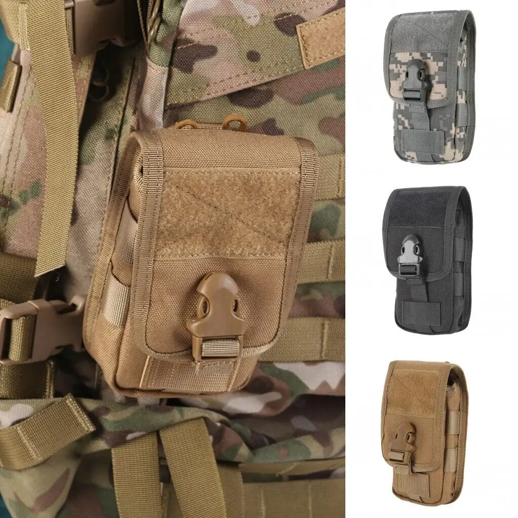 Tactical Molle Hanging Bag Mobile Phone Pouch Outdoor Waist Bag Pocket Waterproof Nylon Double Layered Belt Bag For Men Women