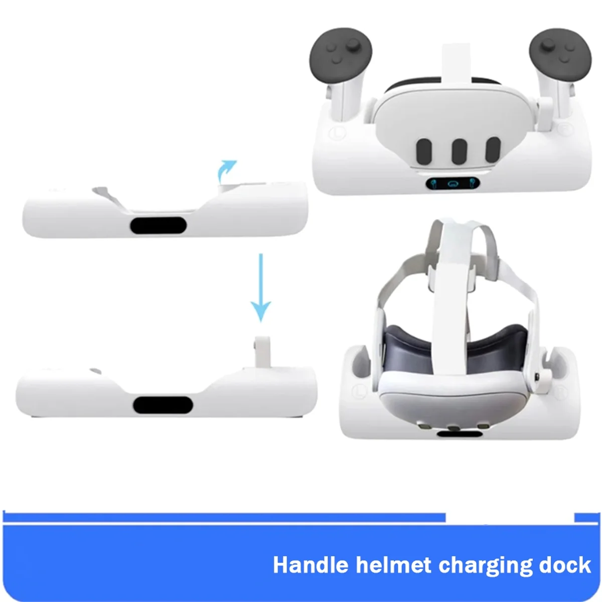 AT-Charging Stand Base for Meta Quest 3 Helmet Color Light Handle Storage Glasses Holder Display