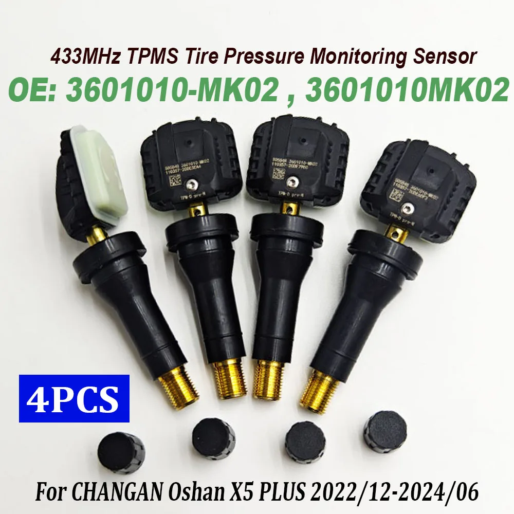 

Датчик контроля давления в шинах TPMS 3601010-MK02, 433 МГц, 4 шт., 3601010MK02 для фотографий CHANGAN UNI-K iDD Oshan Z6 Deepal S7 CS75