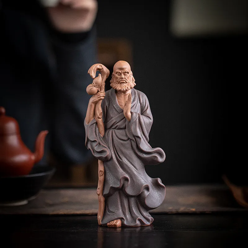 Handmade Figurine Master Bodhidharma Yixing Zisha Purple Clay Decoration China