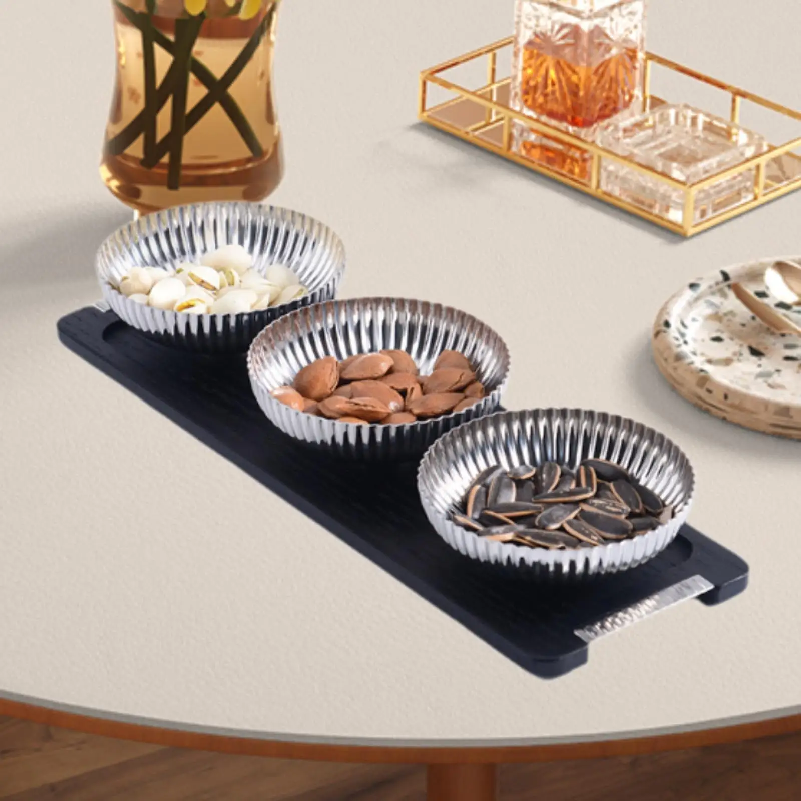 Stylish Snack Bowl Serving Set with Tray Stainless Steel Dessert Bowls for Formal Events Holiday Weddings