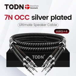 TODN One Pair HIFI Silver-plated Speaker Cable Hi-end 7N OCC Speaker Wire For Hi-fi Systems Y Plug Banana plug Speaker Cable