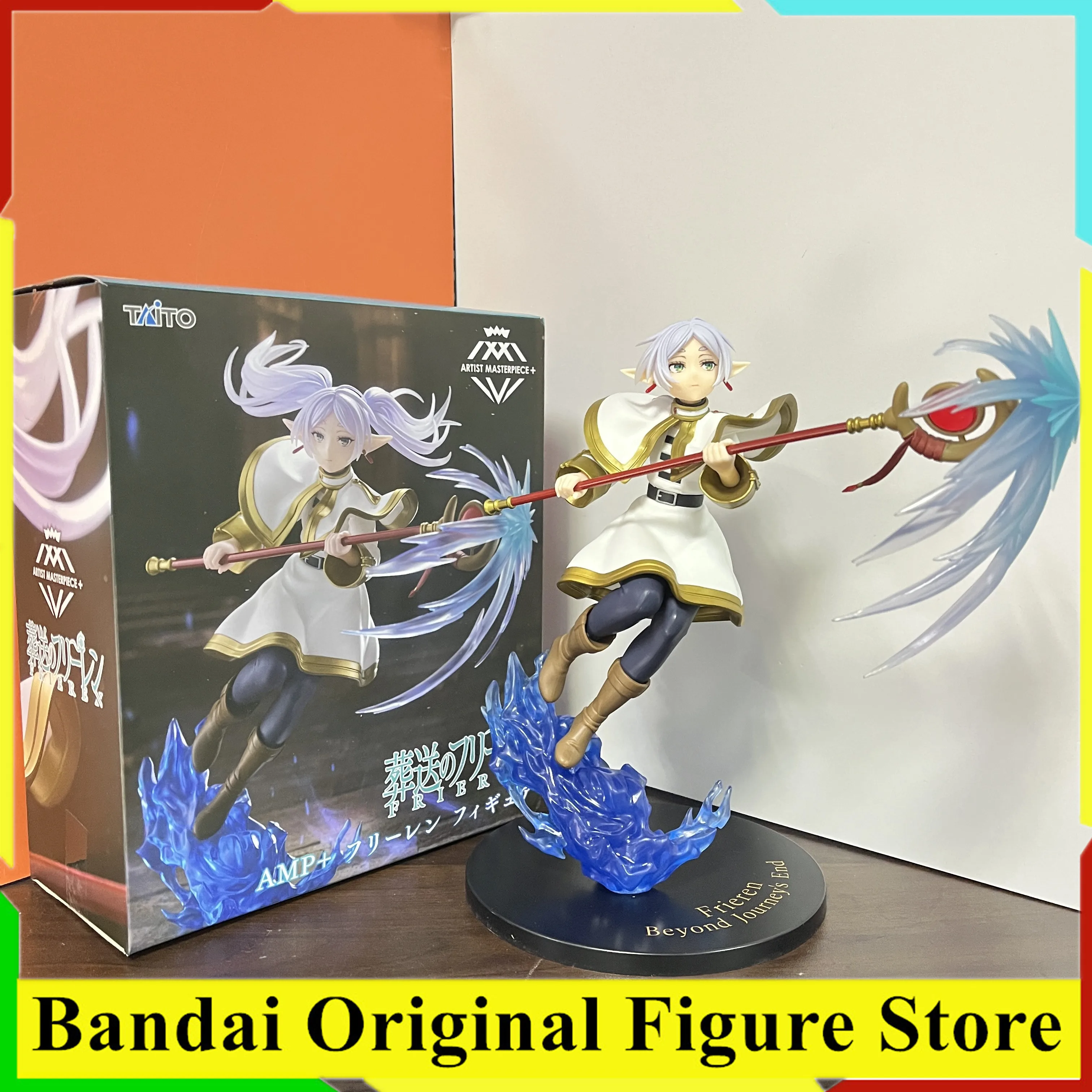 Original taito amp frieren azul fogo mágico led efeito base luz figura de ação brinquedos frieren além do fim da jornada modelo pvc