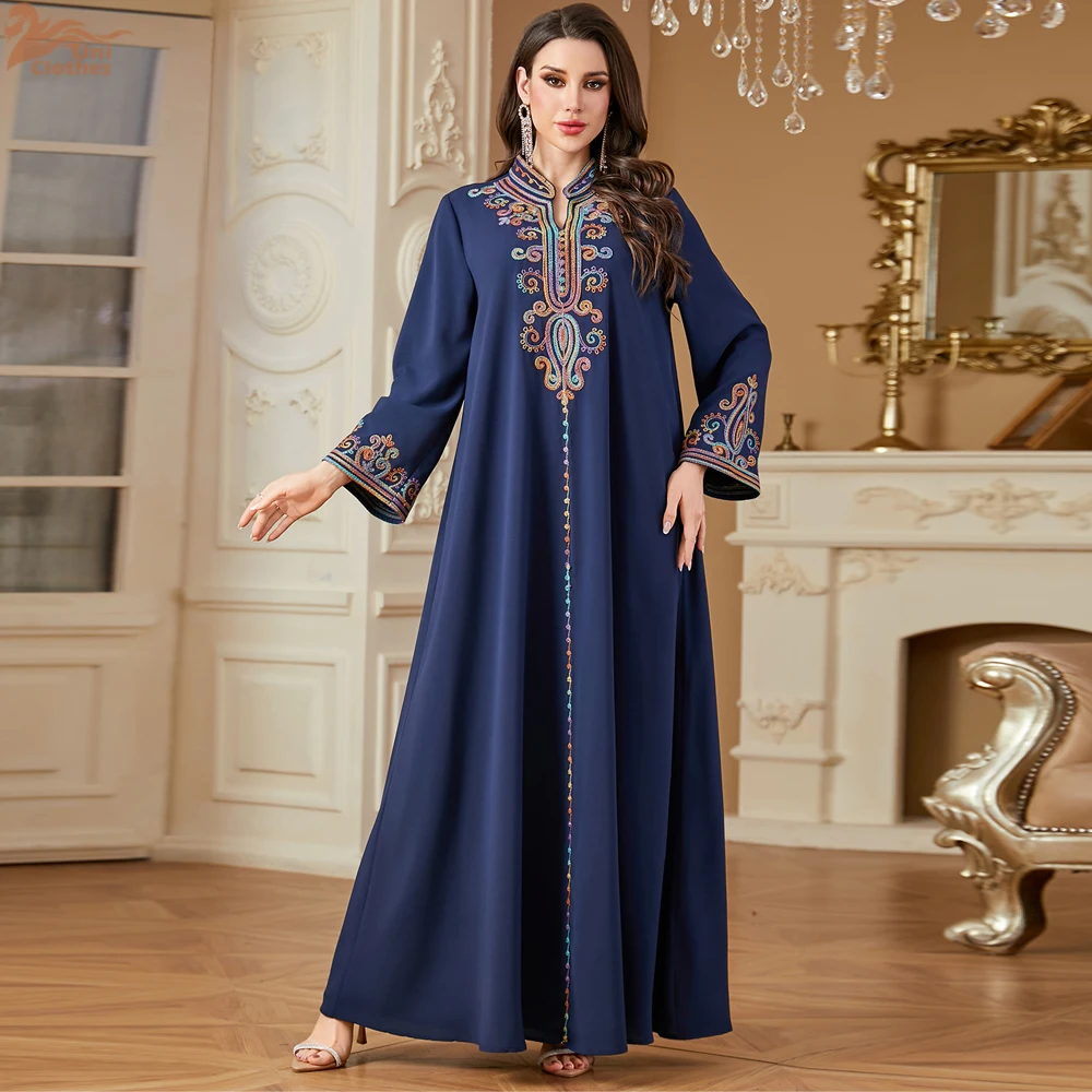 

Ramadan Embroidery Abaya Dubai Women Muslim Dresses Kaftan Turkey Caftan Morocco Femme Musulmane Femme Robe Islam Jalabiya Arab