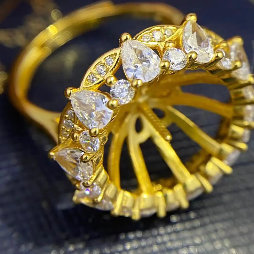 

Wholesale S925 Sterling Silver Adjustable Ring Mount Settings Findings Mountings Accessory Parts for 13-14mm Pearls 5pcs/lot