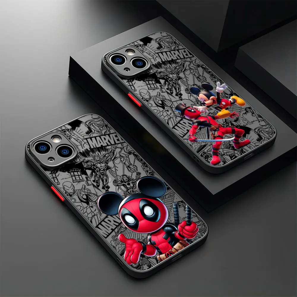 Marvel Deadpool  Mickey For iPhone 16 15 14 13 12 11 Pro Max XS Max 7 8 Plus Phone Case Shockproof Transparent Black Matte Cover