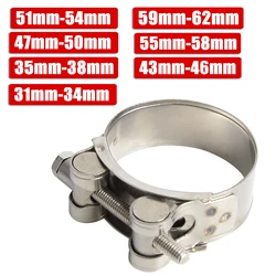 31mm - 62mm Motorcycle Exhaust Clamp Clip Stainless Steel Exhaust Pipe Clamps For Middle Exhaust Connect Fixed Seal Install