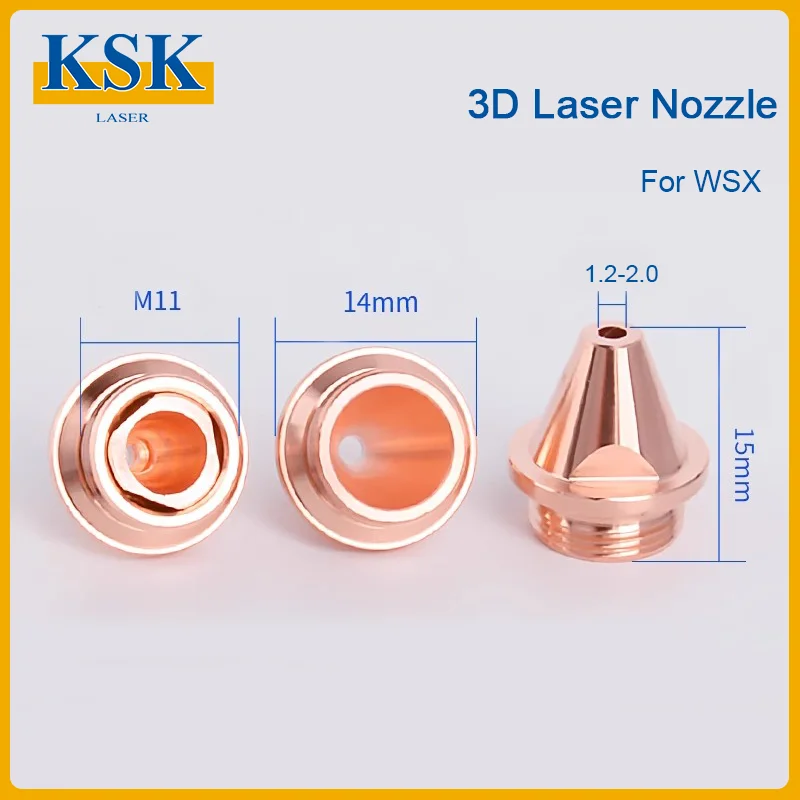 KSK Laser Fiber Laser Cutting Nozzle WSX 3D D14 H15 M11 Beveling Nozzles Caliber:1.0-4.0mm For NC30C Fiber Laser Cutter Machine