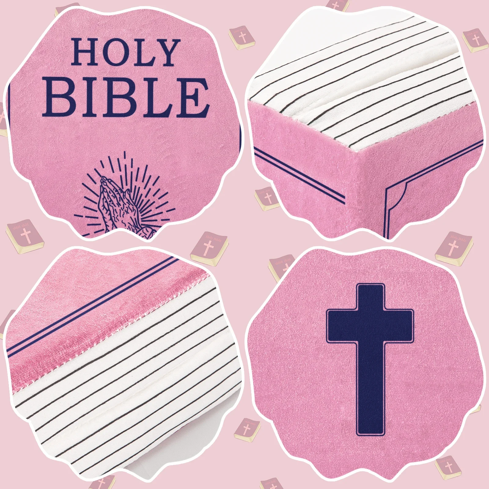 Bible Memory Foam Pillow,John No. 3 Pink Plush Pillow,Openable Bible Pillow Book,Learn Valuable Lessons,Bedside Sofa Ornament