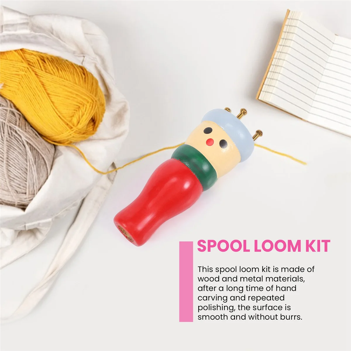 ACKOR Французский вязальный инструмент, 2 шт., набор деревянных вязальных тележек, катушка, вязальная кукла, вязальный ткацкий станок, игрушка для изготовления браслетов и т. д.