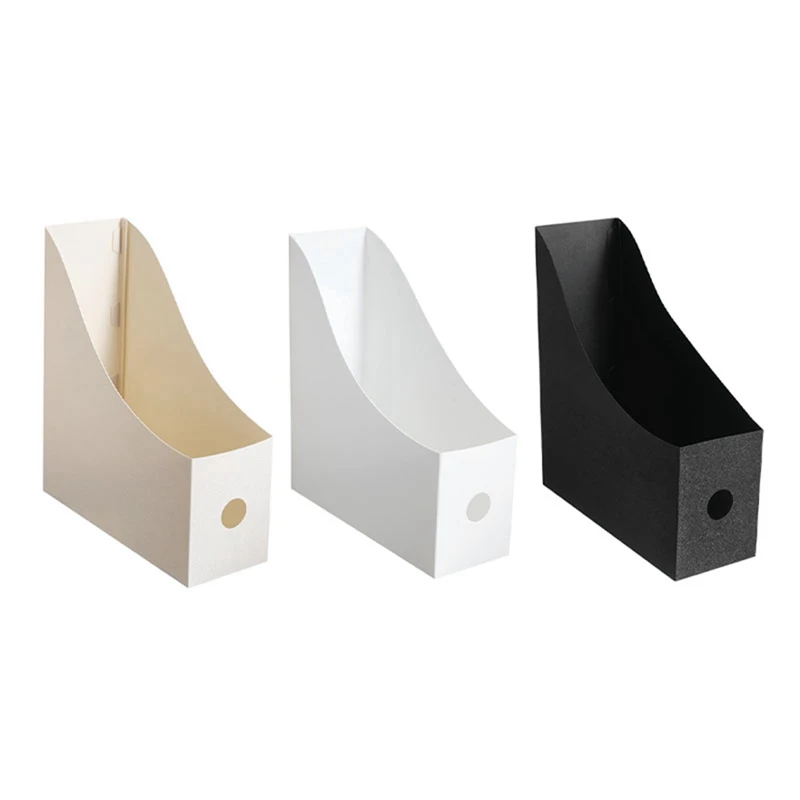 

3PCS Desktop File Racks Students Use Data Racks To Organize Plastic Bookends, Black&White&Beige Bookshelves