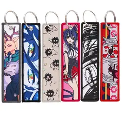 Anime Character Key Tag Cool Cartoon Embroidery Key Chain Key Ring Motorcycles Cars Bag Backpack Chaveiro Key Fobs Gifts