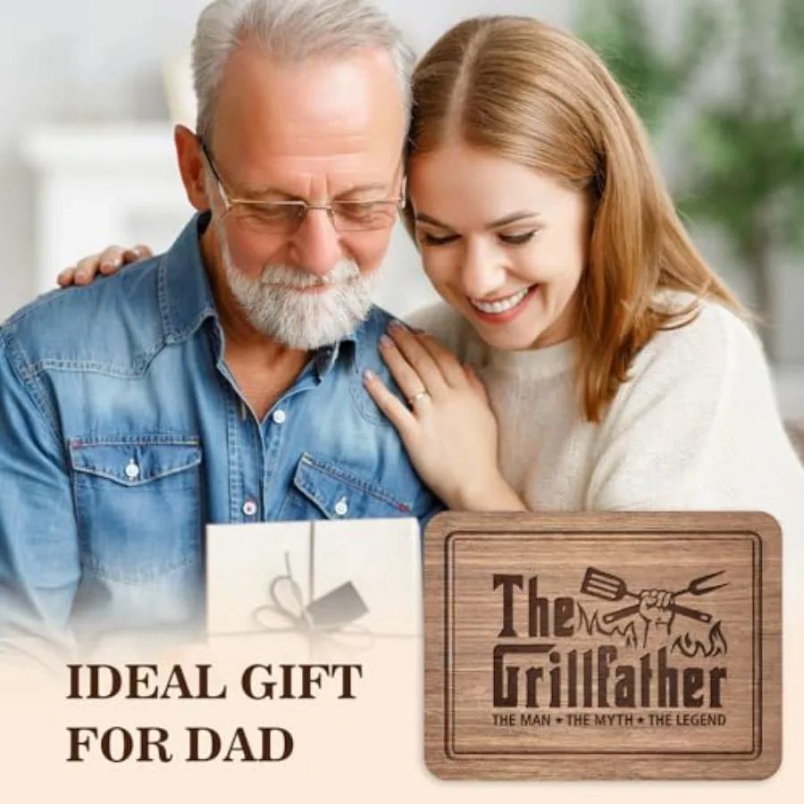 Novelty Gifts for Dad- Engraved Walnut Grill Cutting Board 11"*8.5"- Thoughtful Birthday Gifts for Dad/Father/Step Dad from Dau