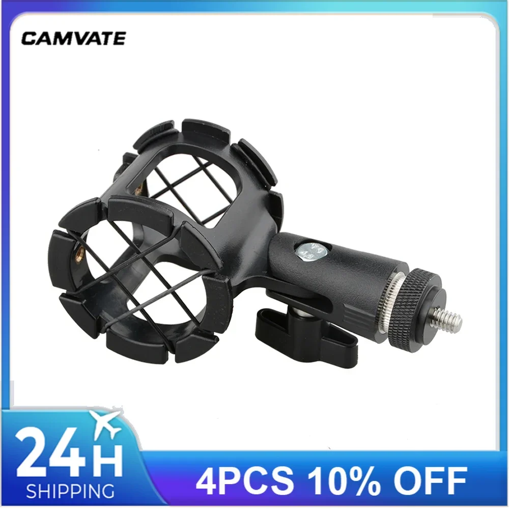 Supporto per microfono per fotocamera CAMVATE staffa di supporto per ammortizzatore a sospensione con vite filettata inferiore da 1/4 "per accessori per gabbia per fotocamera DSLR